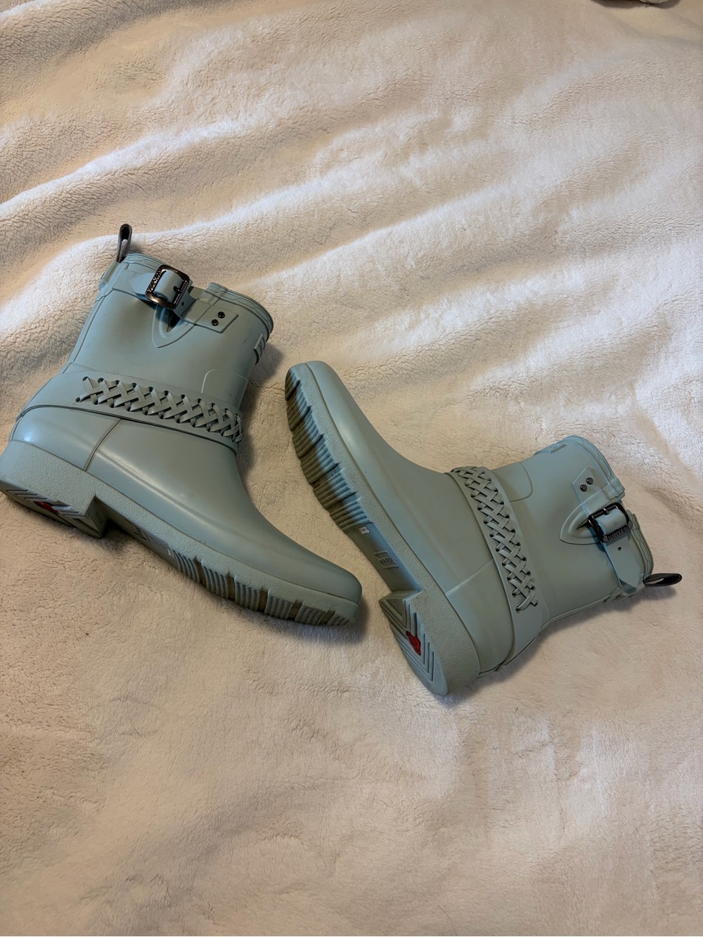 Hunter Refined Woven Strap Biker Rain Boots